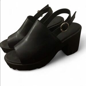 Madden Girl Black Slingback Chunky Sandals
